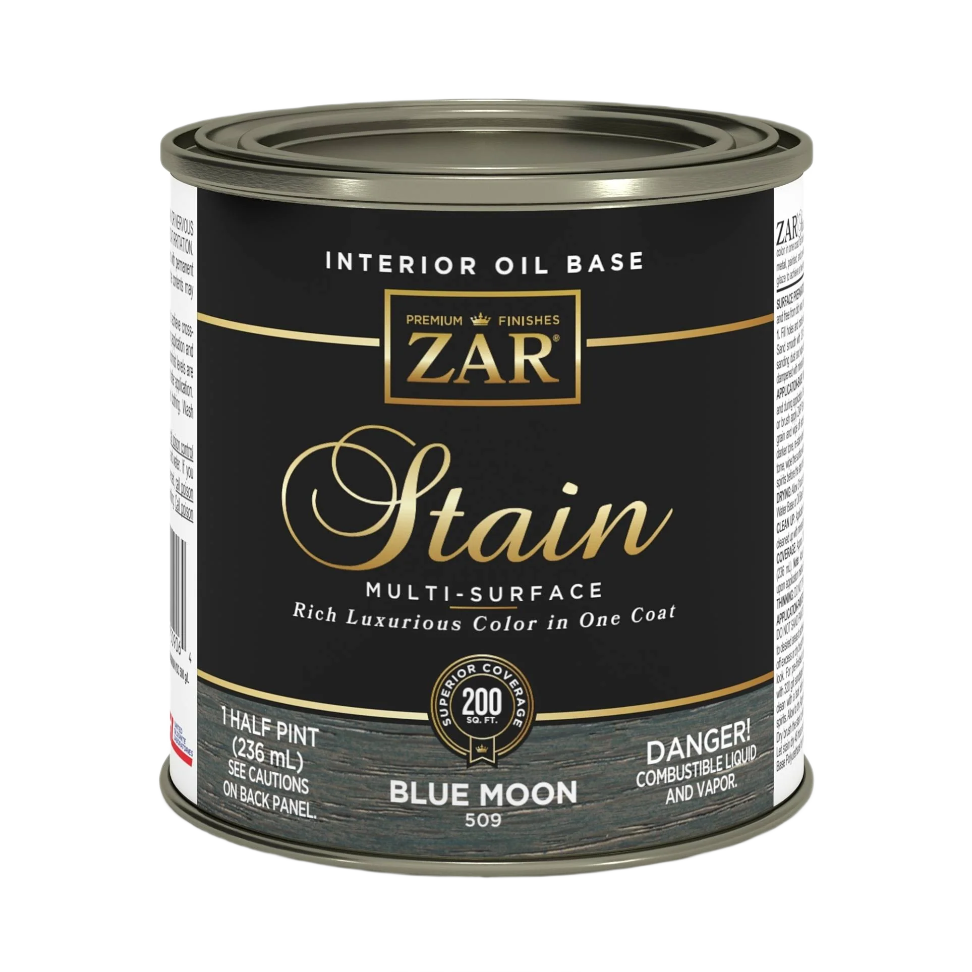 Relaxed ZAR® Interior Oil Base Blue Moon Wood Stain 1 2 Pint Prestigious