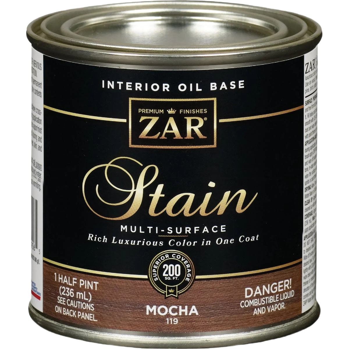 Efficient ZAR® Interior Oil Base Mocha Wood Stain 1 2 Pint Functional