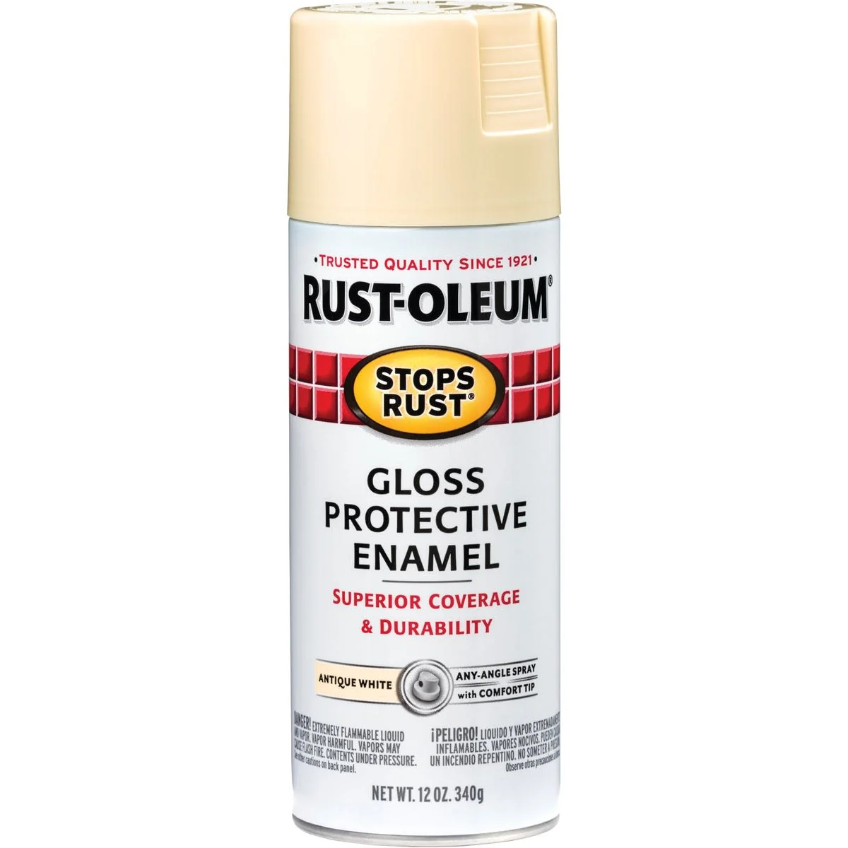 Responsible Rust-Oleum Antique White Gloss Protective Enamel Spray Paint 12 oz. High-Performance