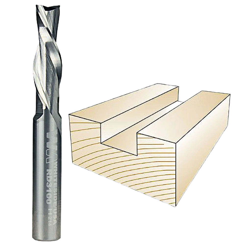 Classic Whiteside Spiral Downcut Bit 5 16 in. SH x 5 16 in. CD x 1 in. CL Prestigious