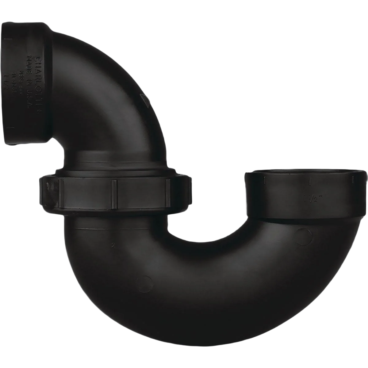 Long-Lasting Charlotte Pipe 1-1 2 In. Black ABS P-Trap with Union Relaxed