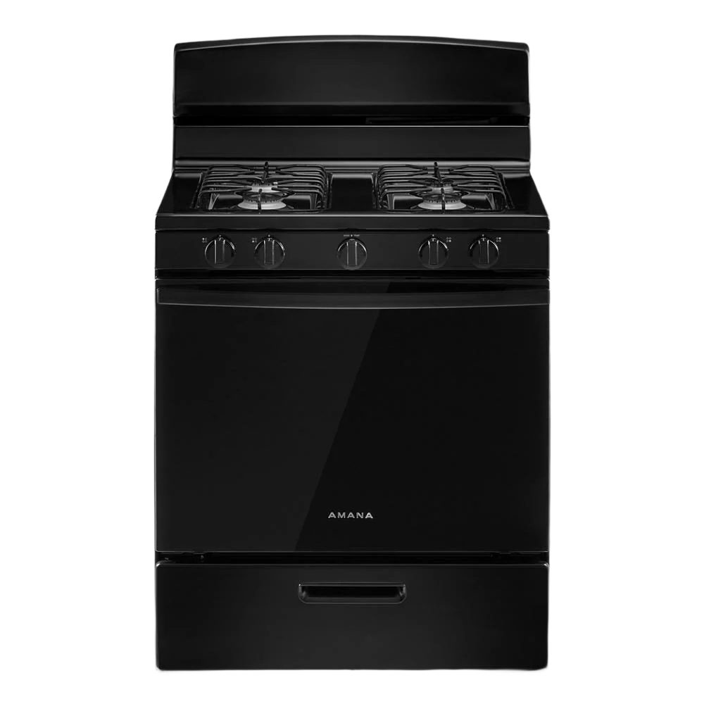 Minimalist Amana® 30-inch Gas Range with Easy-Clean Glass Door Safe