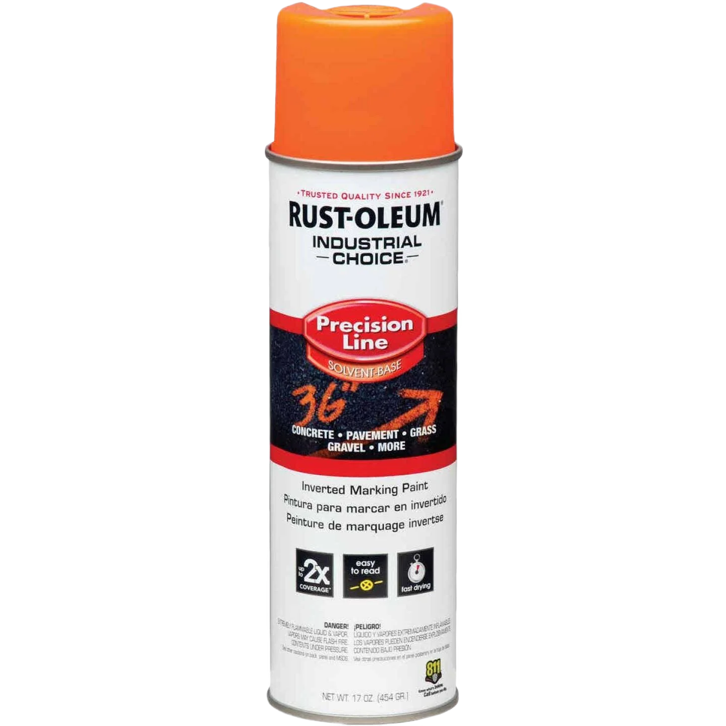 Classic Rust-Oleum Industrial Choice APWA Orange Marking Spray Paint 17 oz. Organic
