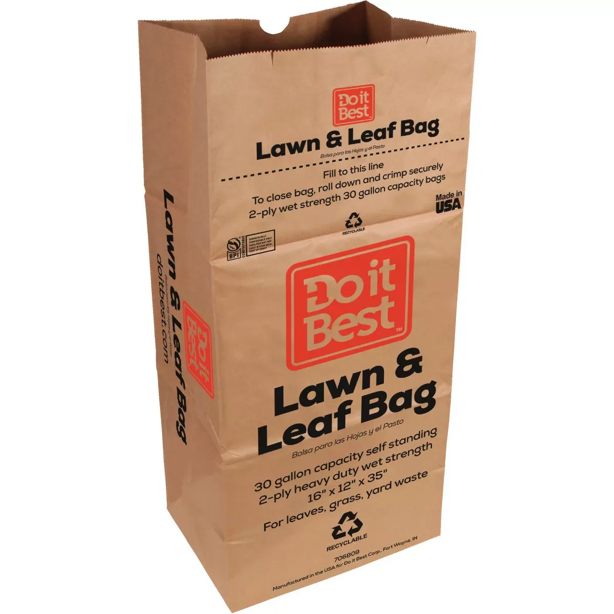 Expertly Made Do it 30 Gal. Natural Kraft Paper Yard Waste Lawn Leaf Bag 15-Count Next-Generation