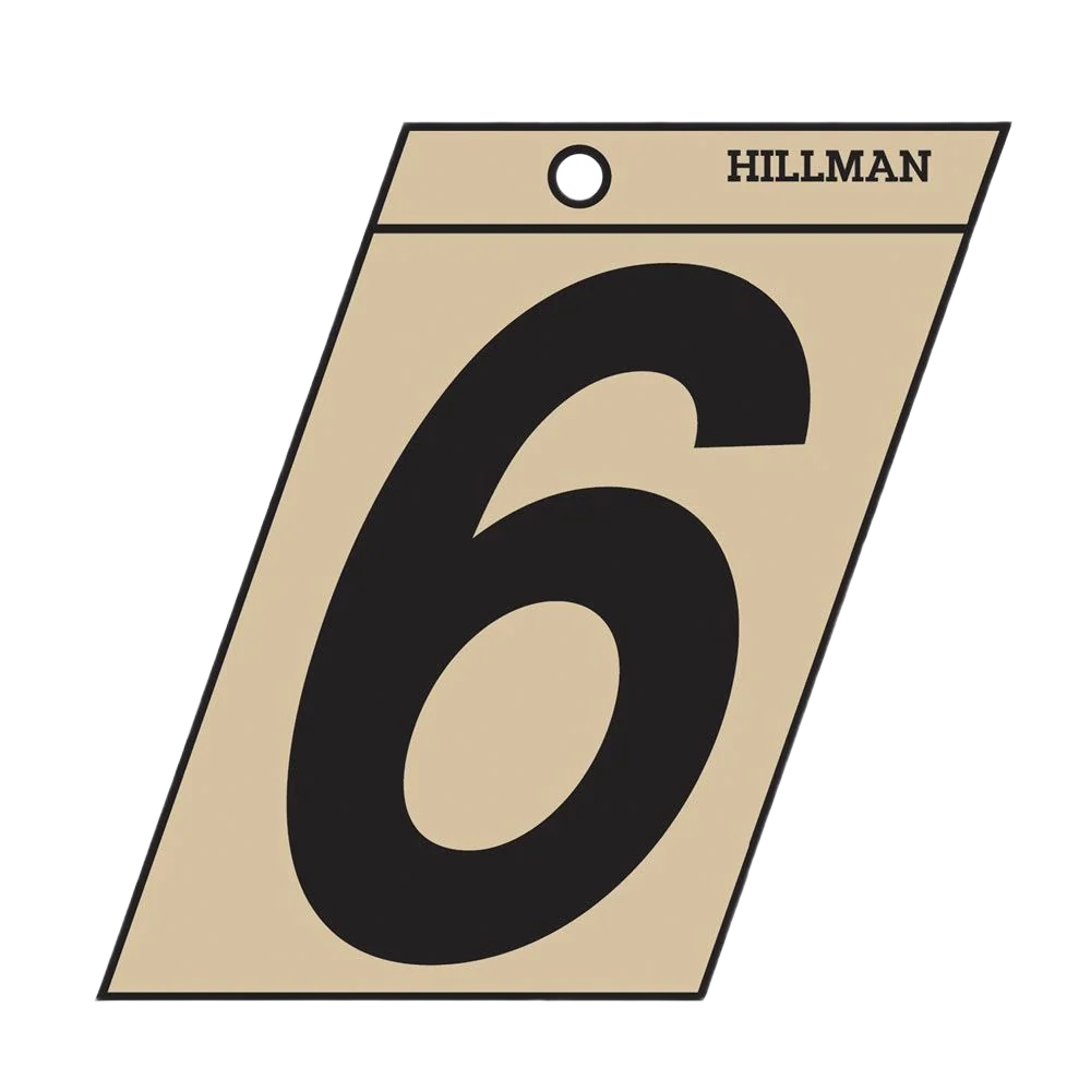 Minimalist Hillman 3 in. Black Gold Mylar Sticker Number 6 Premium Material
