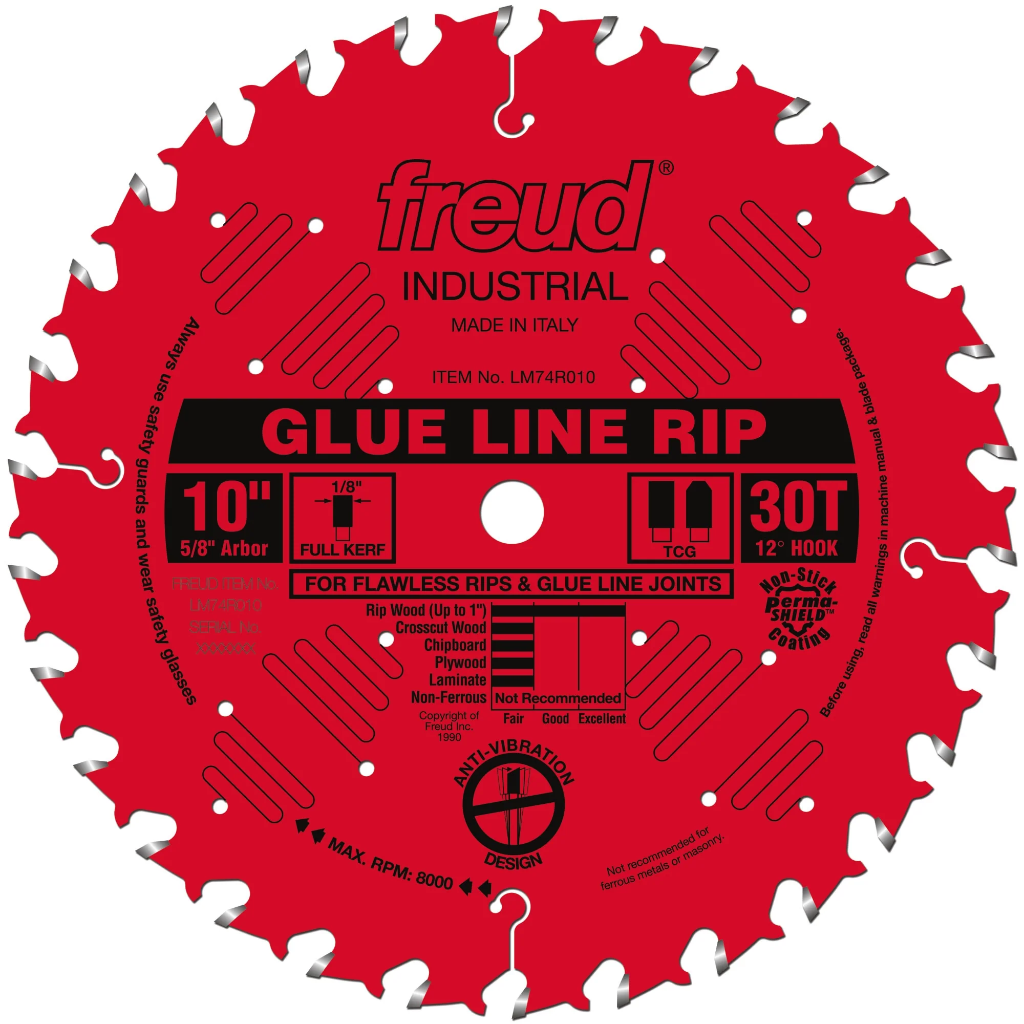 Dependable Freud 10 in. x 30 TCG Glue Line Rip Red Selected