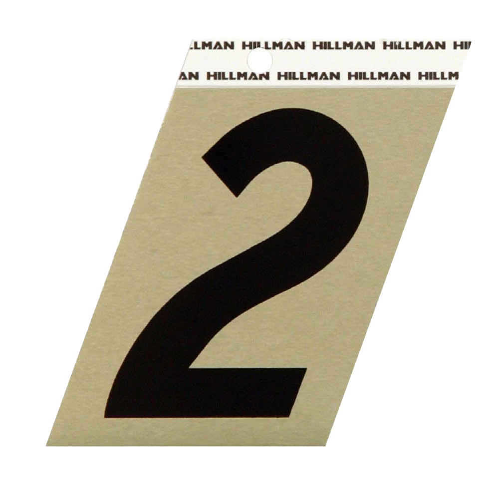 Contemporary Hillman 3-In. Adhesive Black Gold Aluminum House Number 2 Specialty