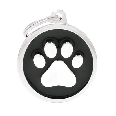 Specialty MyFamily Black Circle Paw ID Tag Fine