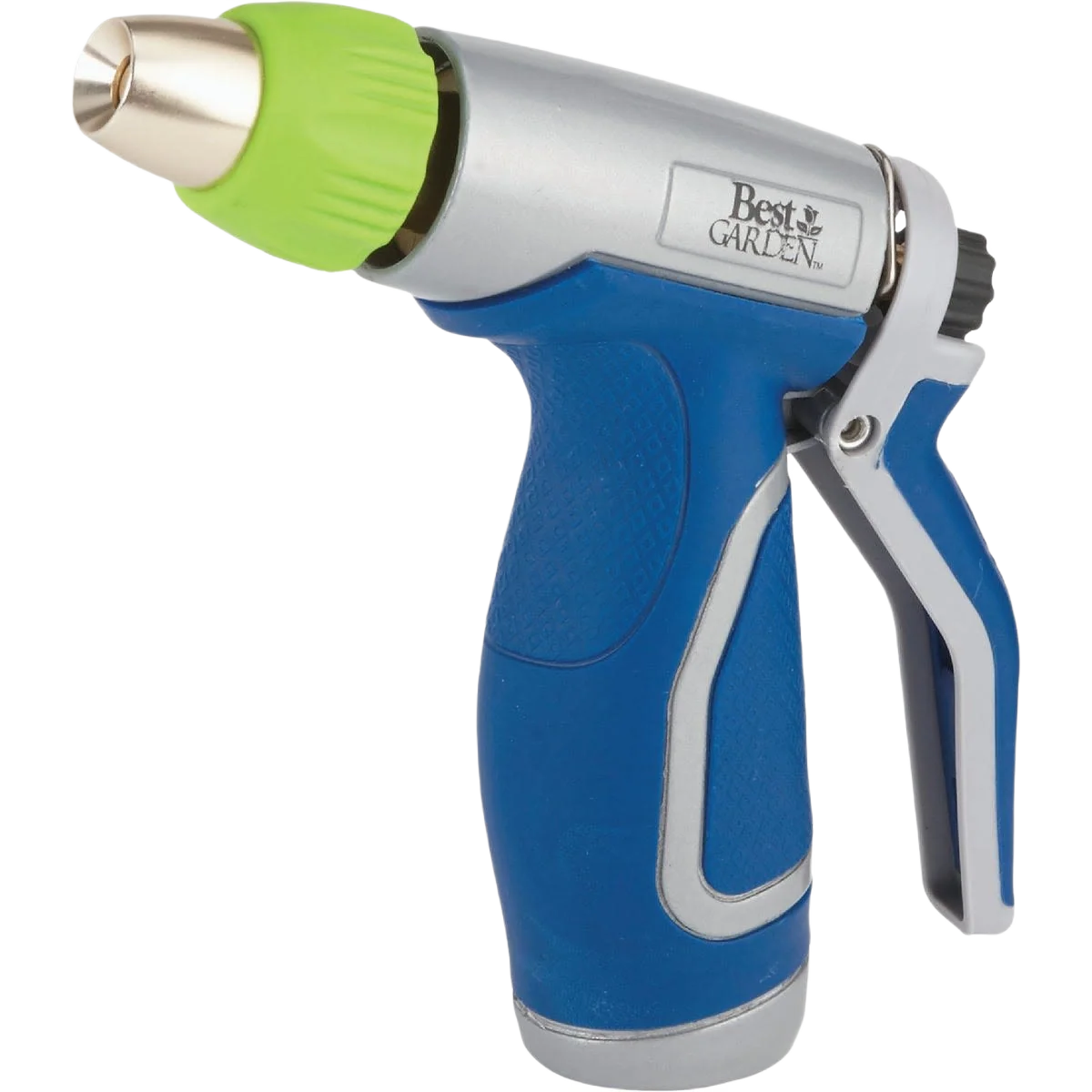 Dependable Garden Metal Blue and Gray Pistol Nozzle with Comfort Grip Convenient