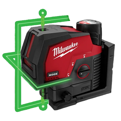 Elegant Milwaukee M12™ Green Cross Line Plumb Points Laser Efficient