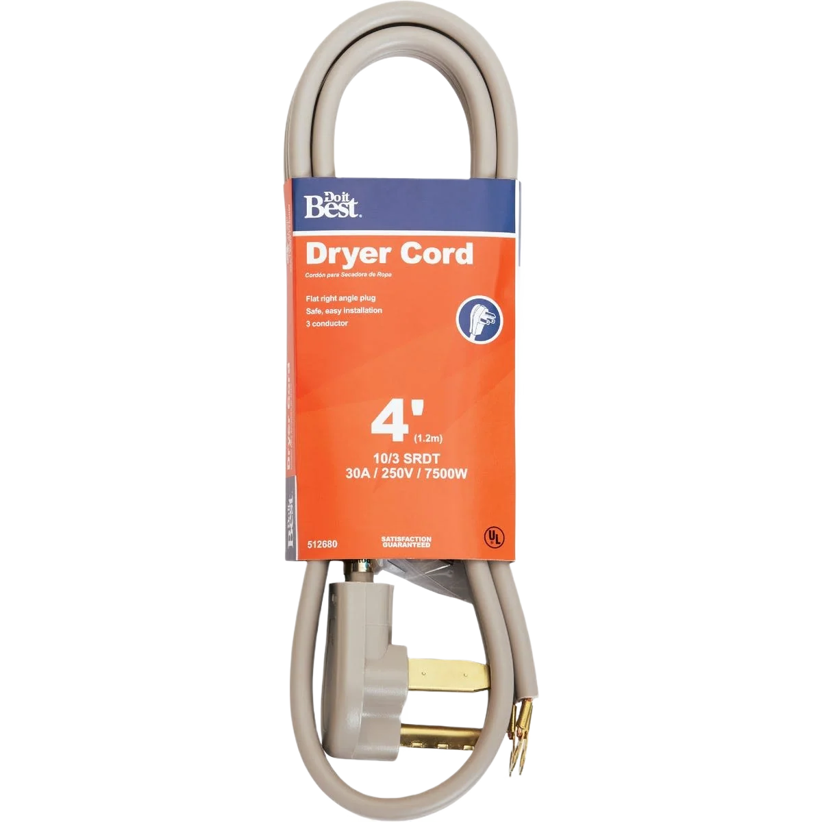 Lightweight Do it 10 3 30-Amp Dryer Cord 4 ft. Stylish