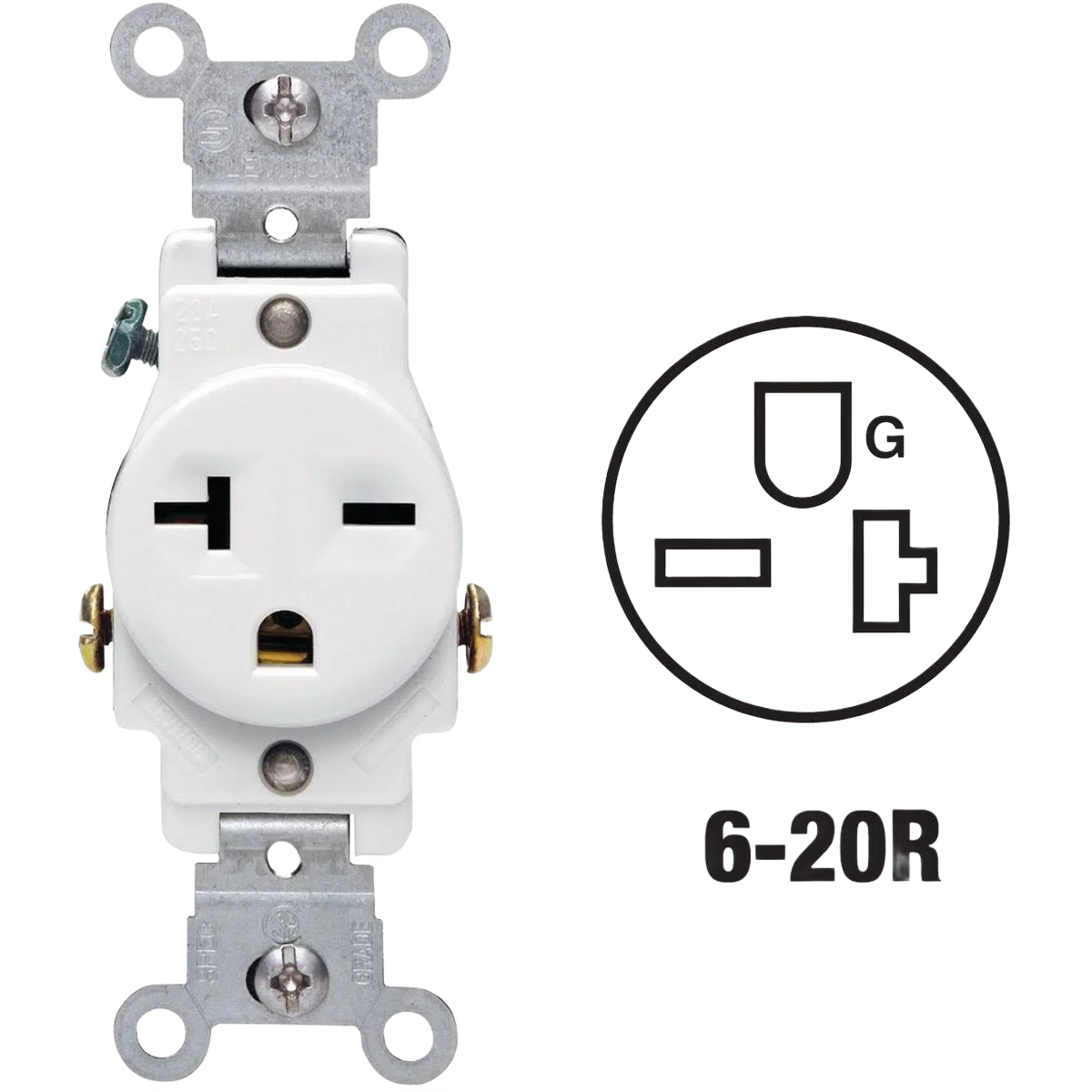 Advanced Leviton 20 Amp White Heavy-Duty 6-20R Grounding Single Outlet Quality