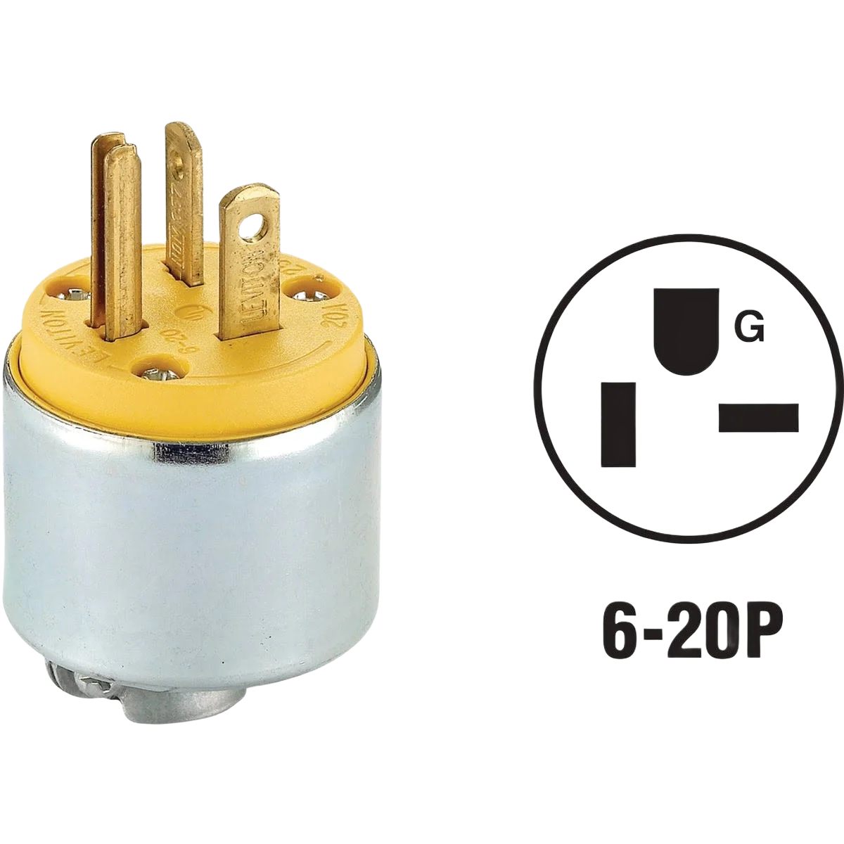 Proven Leviton 20 Amp 250V 3-Wire 2-Pole Yellow Armored Cord Plug User-Friendly
