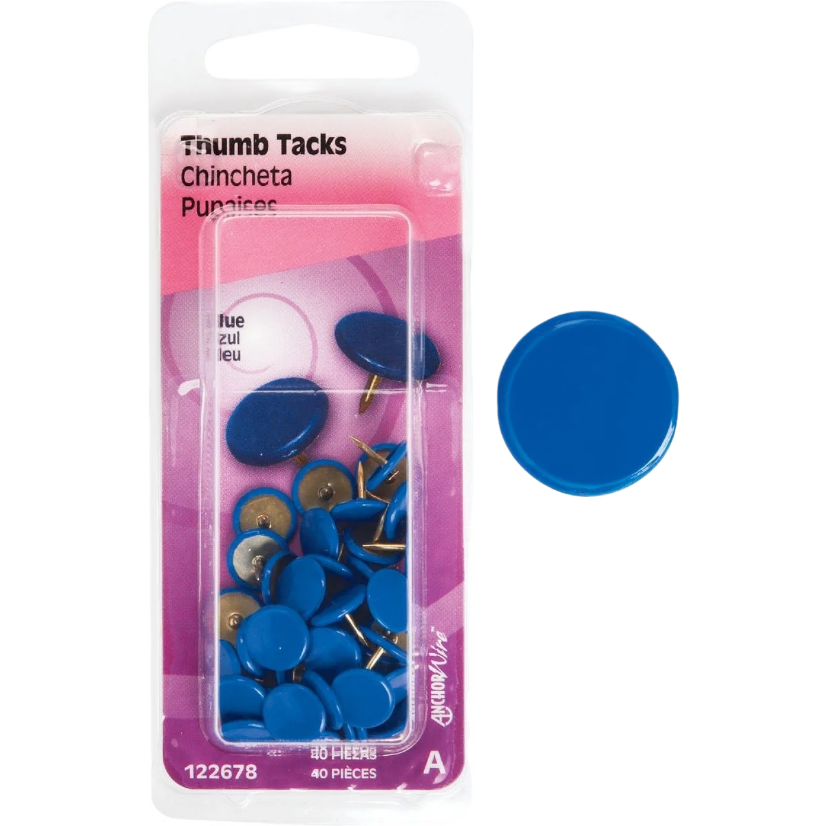 Efficient Hillman Blue 23 64 x 15 64 Thumb Tack 40-Count Detailed