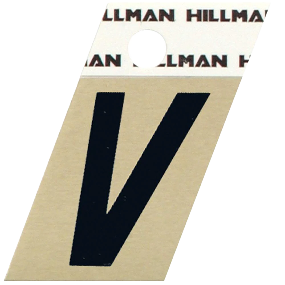 Effective Hillman 1-1 2 in. Black Gold Aluminum Angle Cut Sticker Letter V Premium
