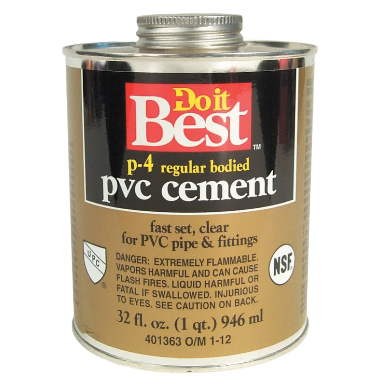 Fashionable Do it Clear Regular Bodied PVC Cement 32 oz. Elegant
