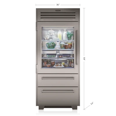 Verified Sub-Zero 36 Refrigerator zer with Glass Door – Right Hinge Exceptional