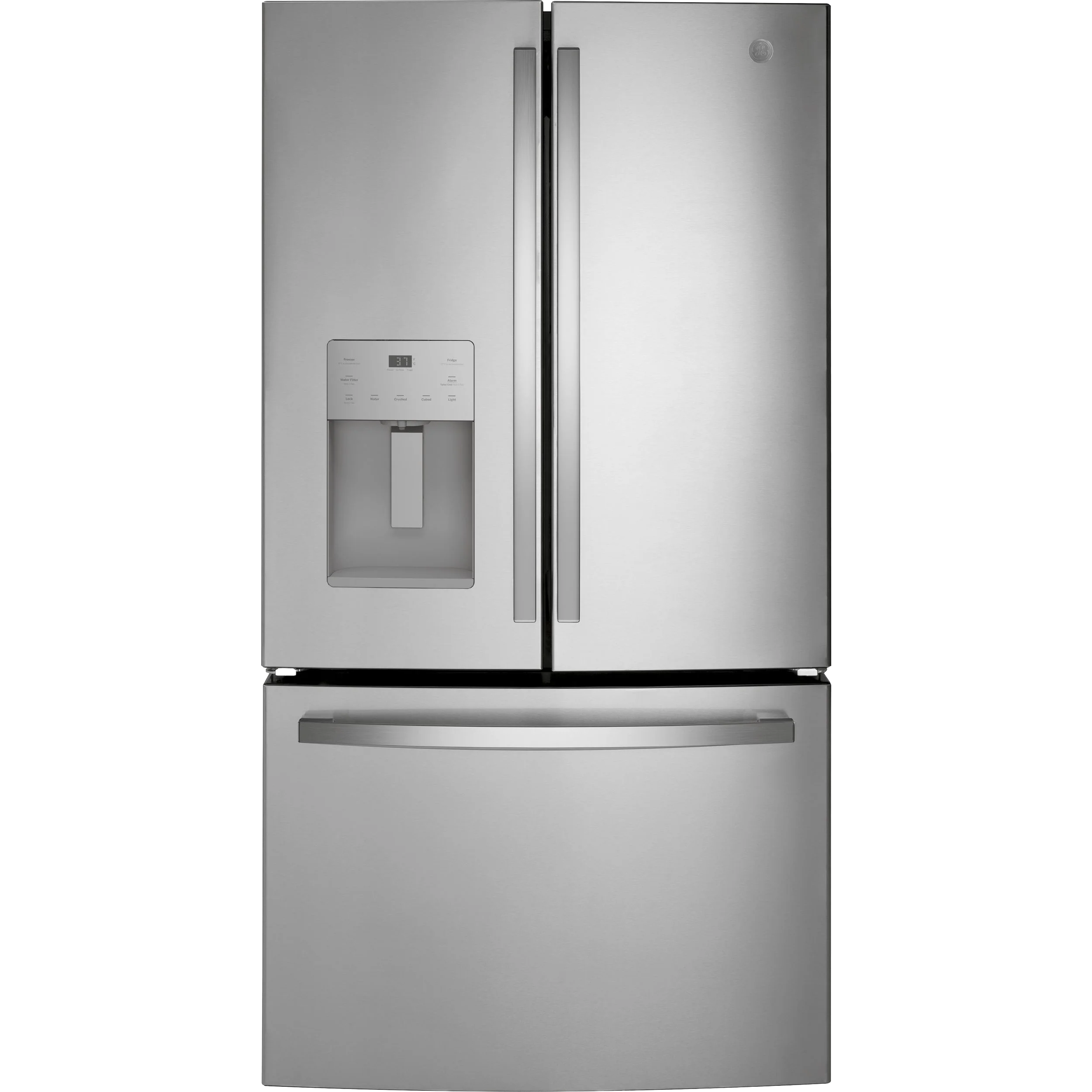 Carefully Designed GE® ENERGY STAR® 20.6 Cu. Ft. Fingerprint Resistant Counter-Depth French-Door Refrigerator Exclusive