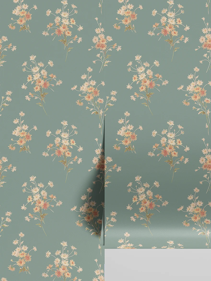 Excellent Laurel Green Daisy Bouquet Wallpaper High-Performance