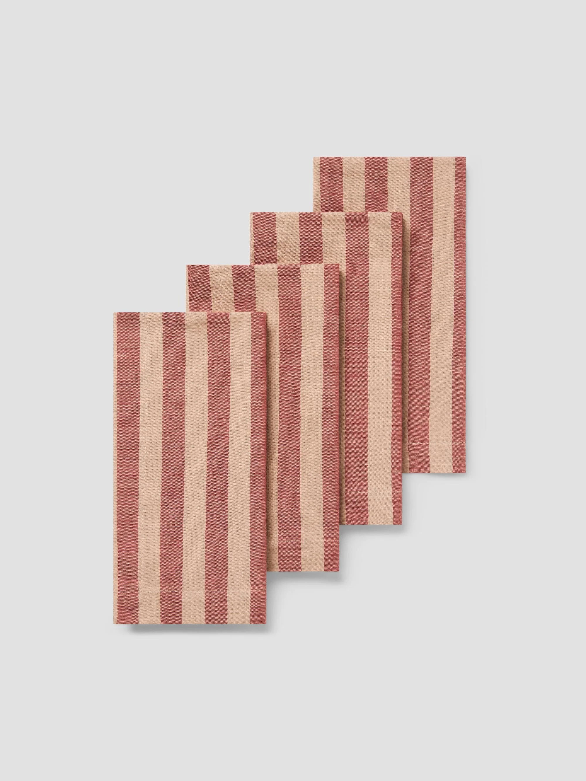 Unique Sandstone Red Pembroke Stripe Linen Blend Napkins Set of 4 Verified