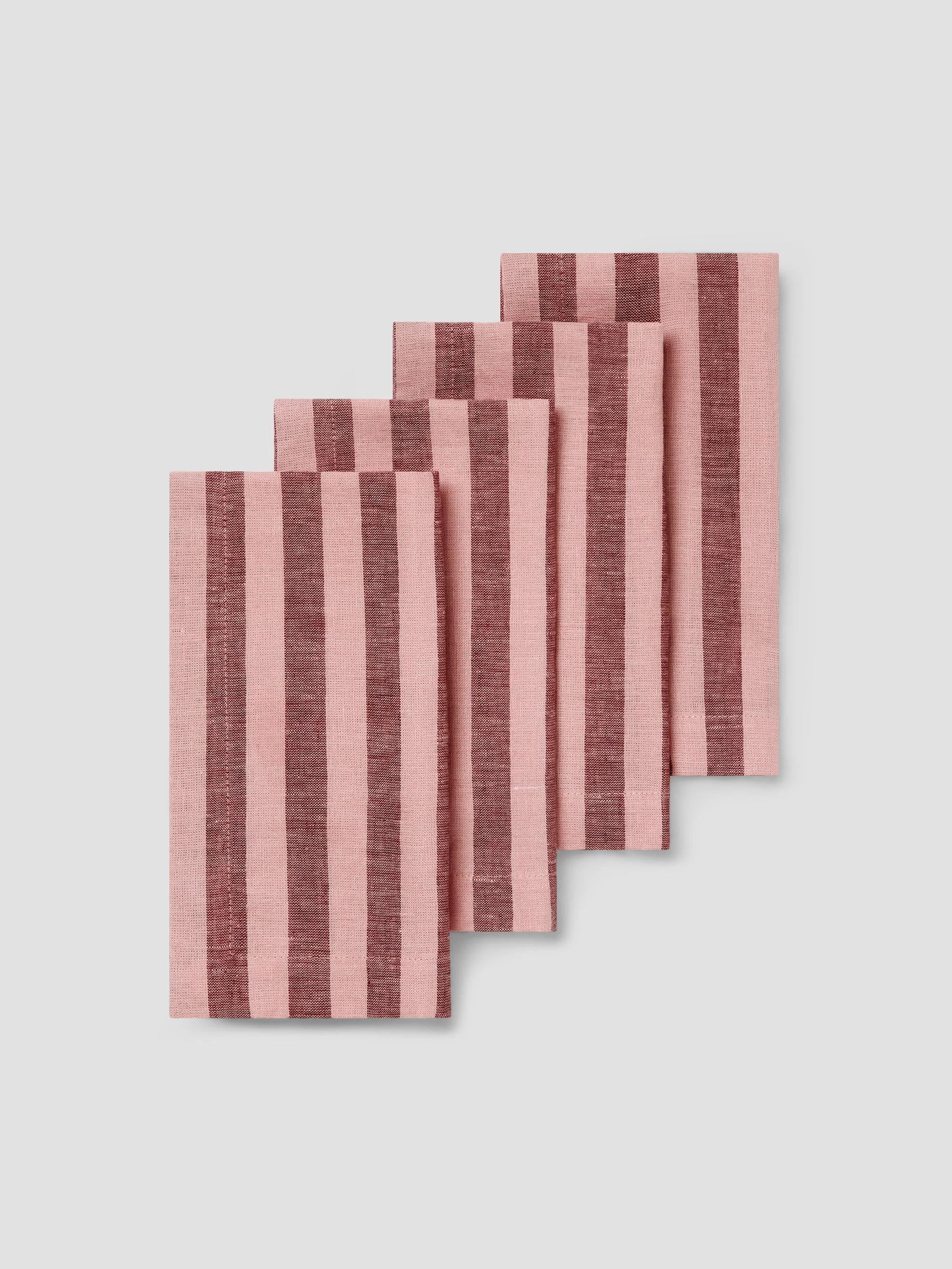 Reliable Rhubarb Rose Pembroke Stripe Linen Blend Napkins Set of 4 Modern