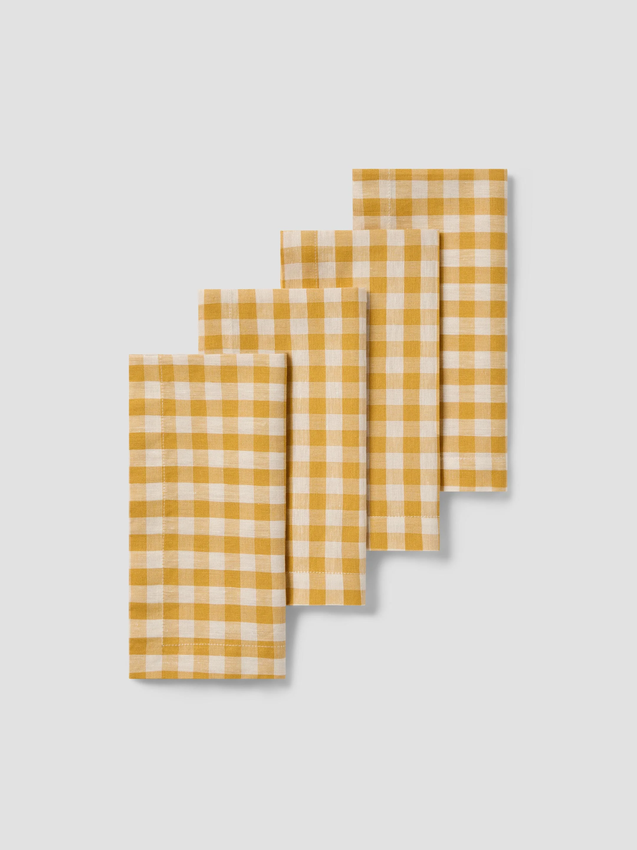 Clean Honey Gingham Linen Blend Napkins Set of 4 Organic
