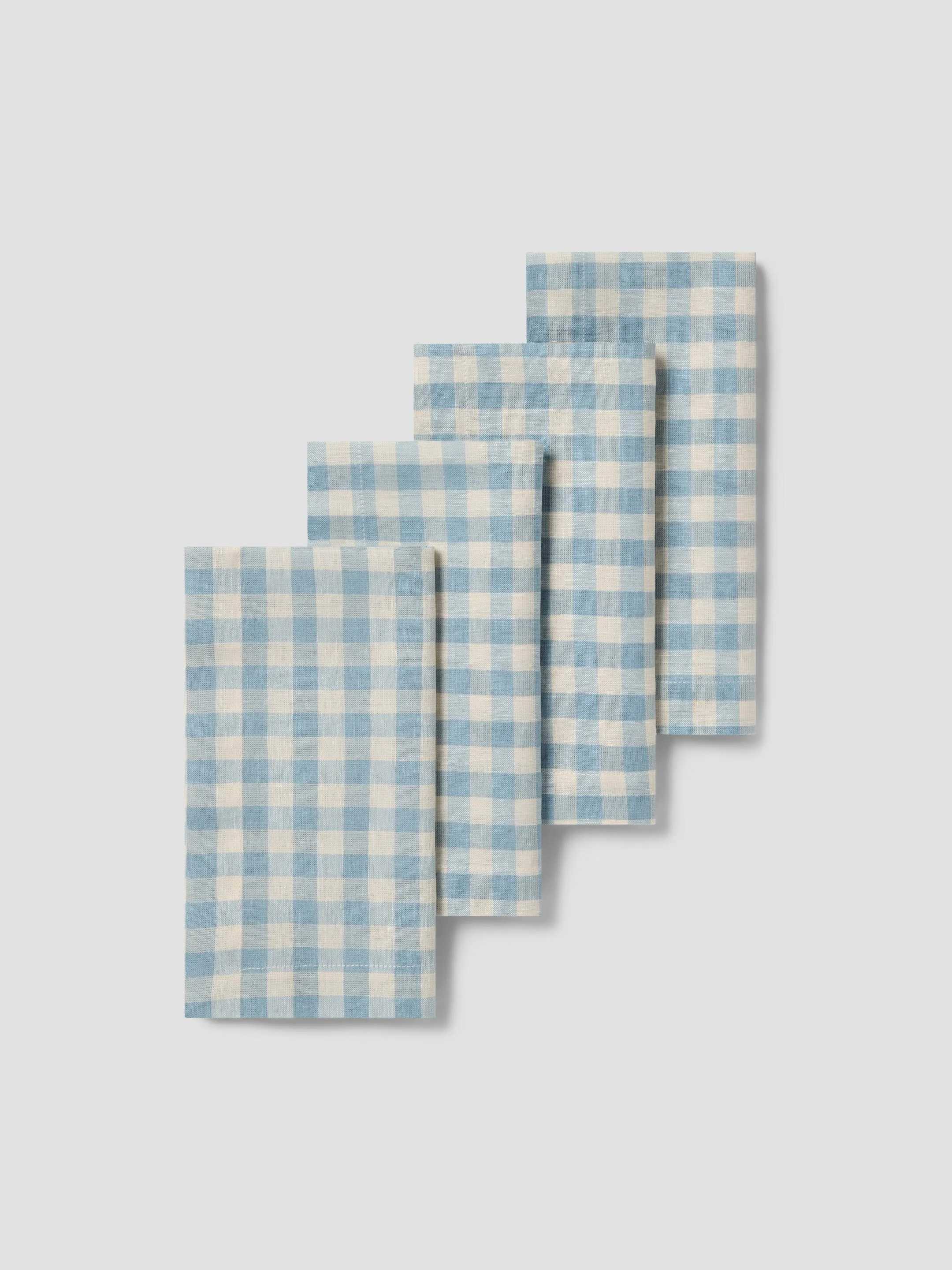 Elite Warm Blue Gingham Linen Blend Napkins Set of 4 Carefully Designed