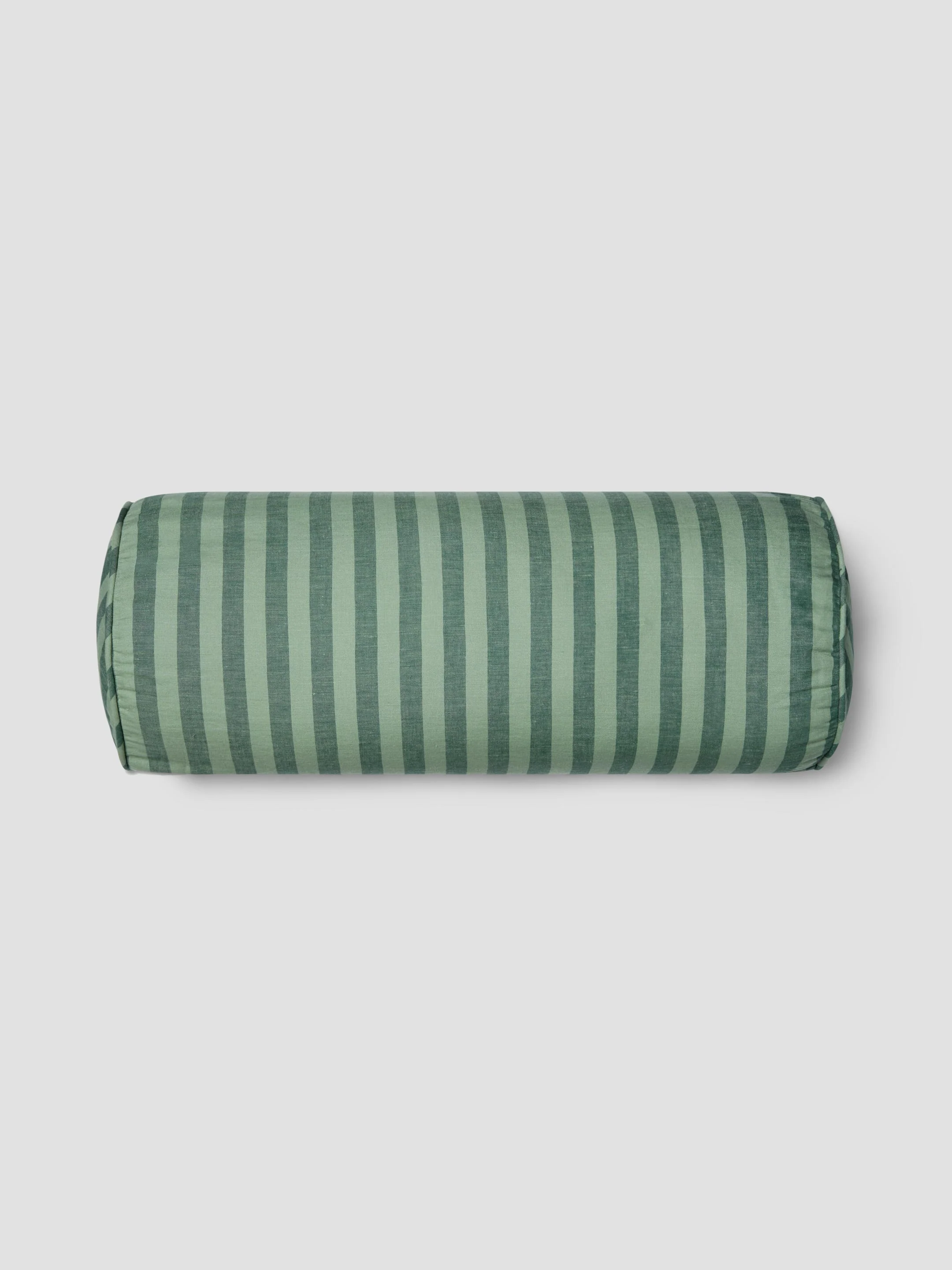 Long-Lasting Pine Green Pembroke Stripe Linen Blend Bolster Filled Cushion Fashionable