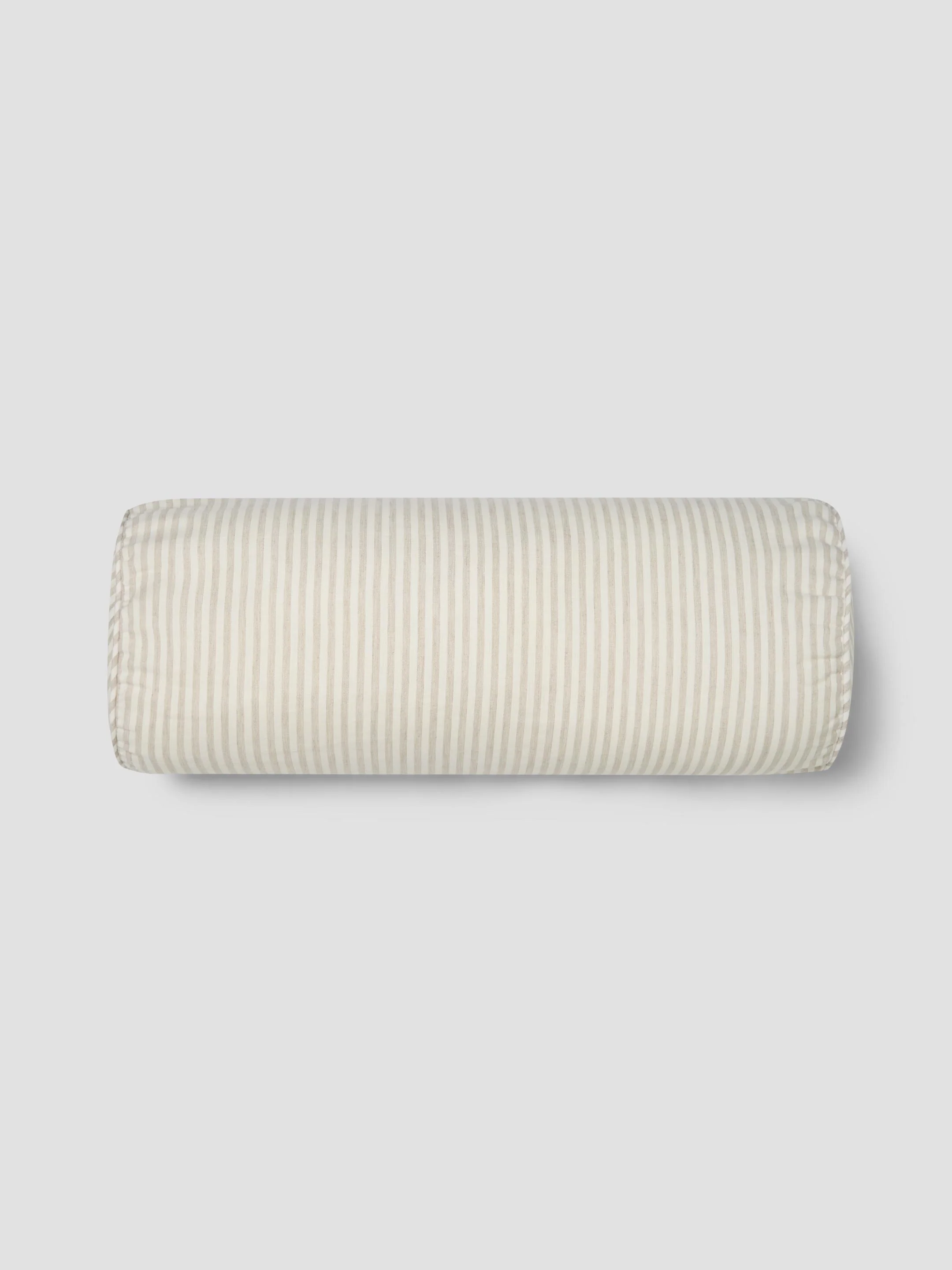 Comfortable Oatmeal Stripe Linen Blend Bolster Filled Cushion Versatile