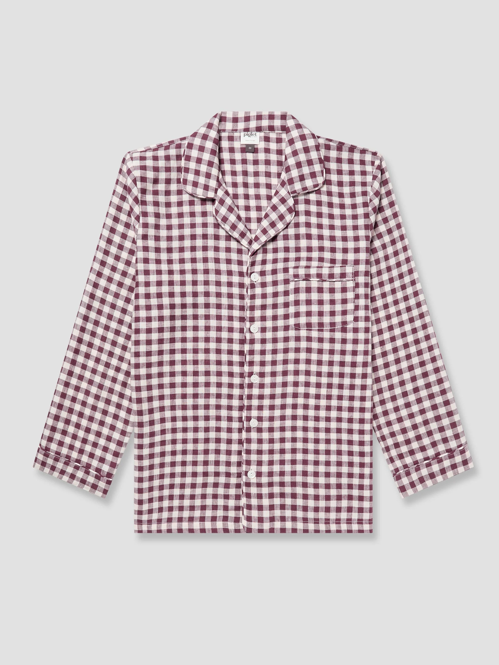Innovative Men’s Berry Gingham Pyjama Shirt Healthy