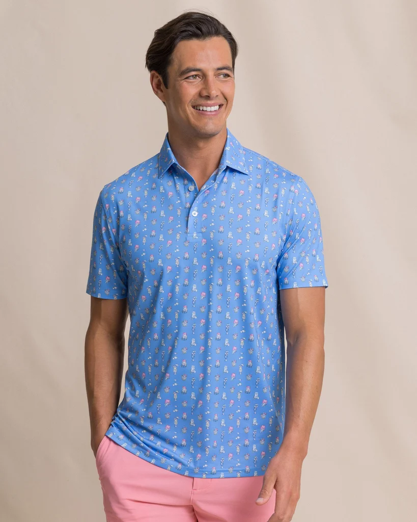 Breathable Driver Tropical Drink Printed Polo Lightweight