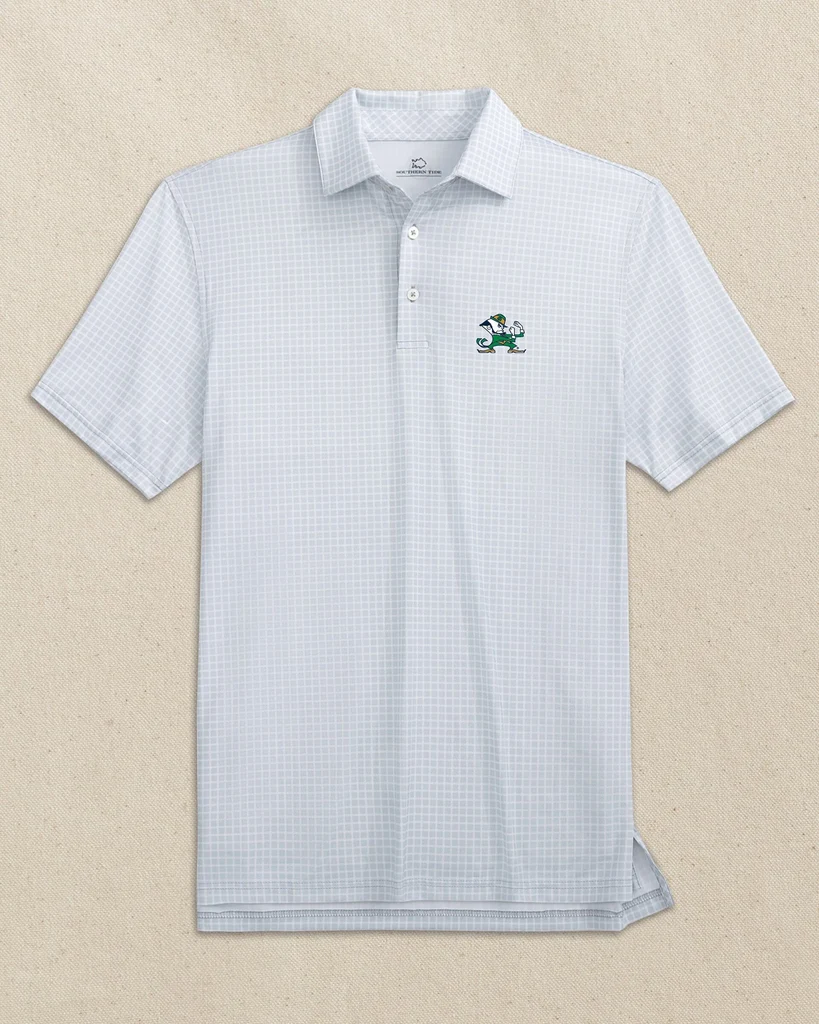 Durable Notre Dame Leprechaun Driver Dunes Edge Plaid Polo Enhanced