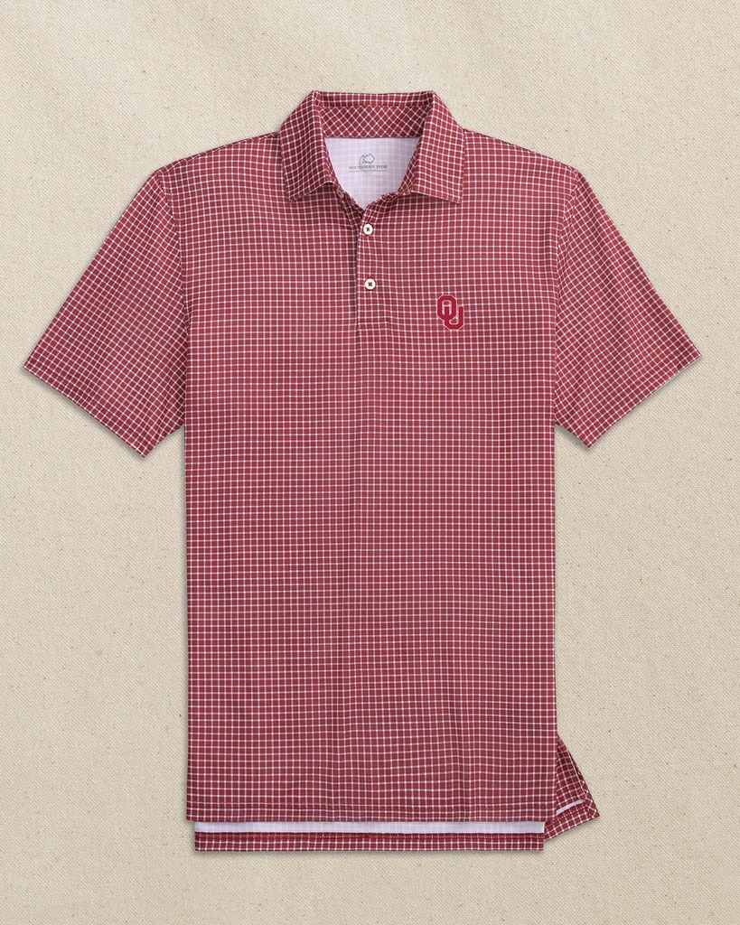 Crafted Oklahoma Sooners Driver Dunes Edge Plaid Polo Premium Material