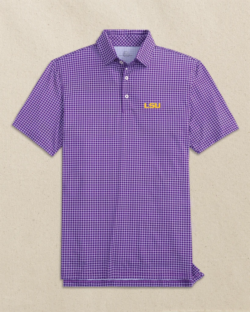 Innovative LSU Tigers Driver Dunes Edge Plaid Polo Pure