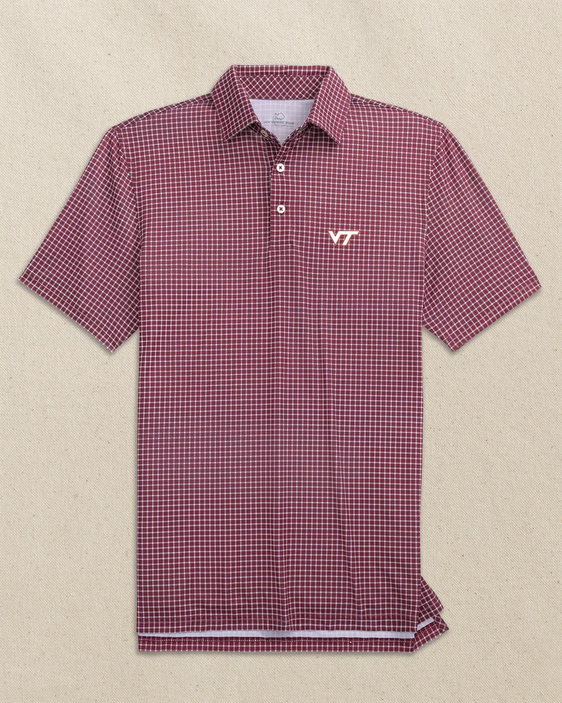Pure Virginia Tech Hokies Driver Dunes Edge Plaid Polo Crafted
