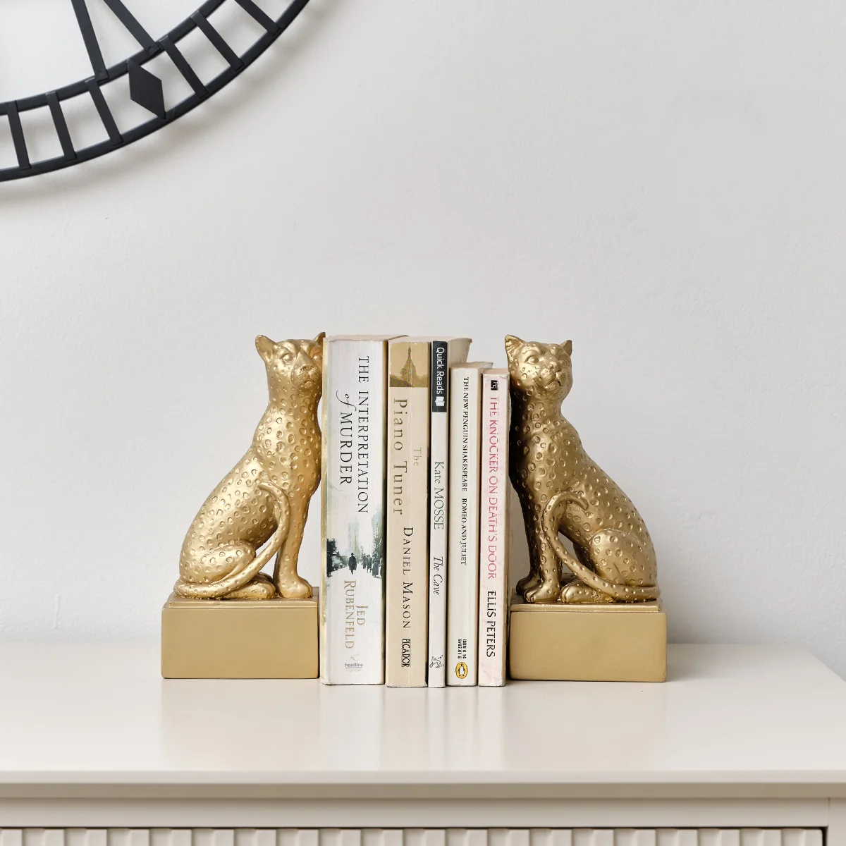 Exclusive Gold Sitting Leopard Bookends – 20cm Crafted