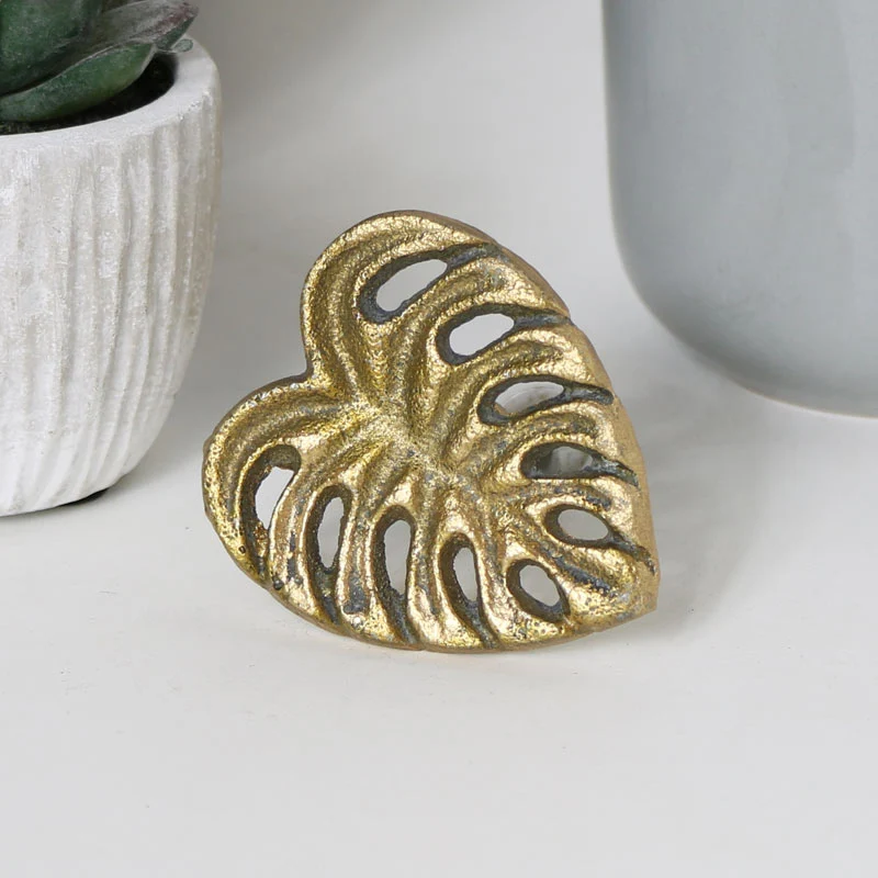 Detailed Gold Monstera Leaf Drawer Knob – 5.2cm x 6cm Proven