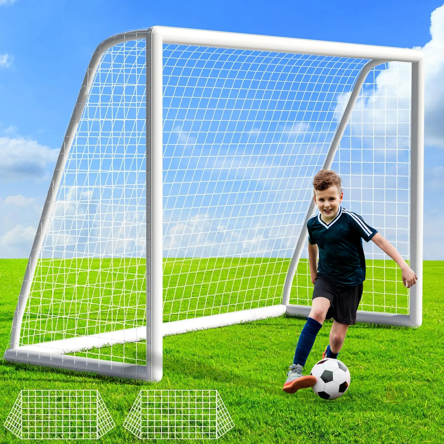 Solid 10×6.5FT Backyard Soccer Goal Set Youth Soccer Goal with Rainproof UPVC Frame for Kids and Adults10x6.5FT Backyard Soccer Goal Set Youth Soccer Goal with Rainproof UPVC Frame for Kids and Adults Genuine