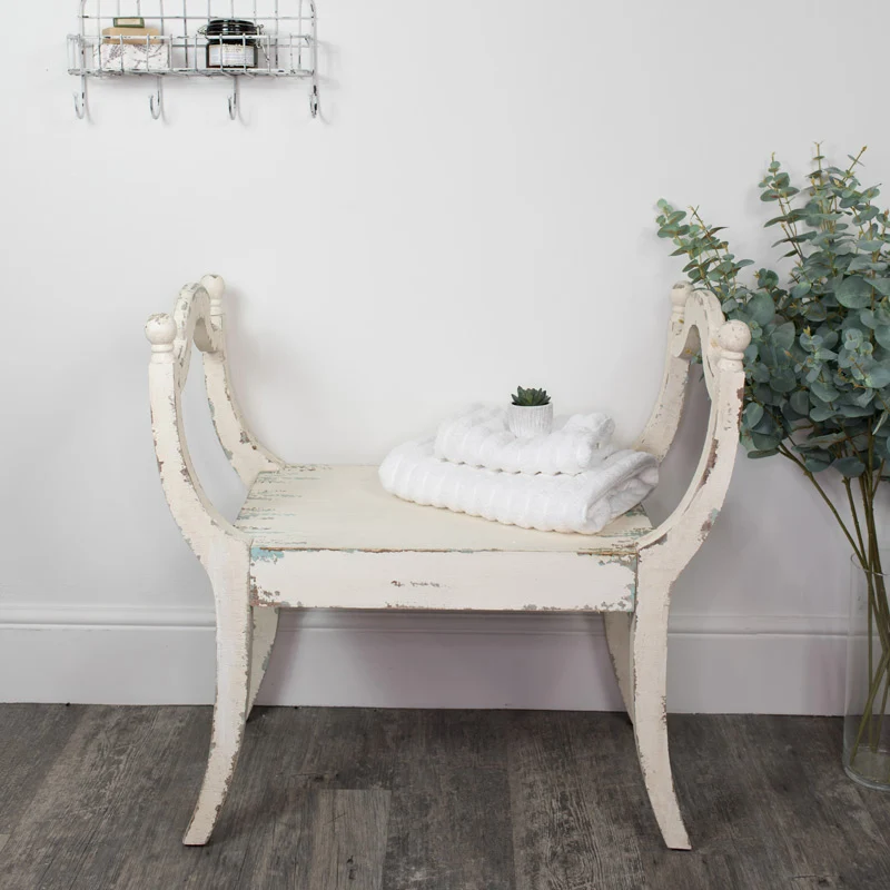 High-Performance White Distressed Vintage Wooden Stool Modern
