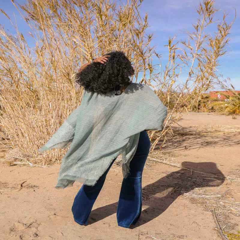 High-Quality Sequin Frayed Kimonos Relaxed