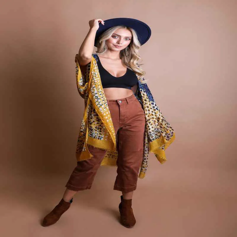 Clean Colorful Frayed Kimono Exclusive
