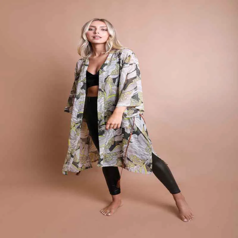 Secure Classic Print Kimono Fine