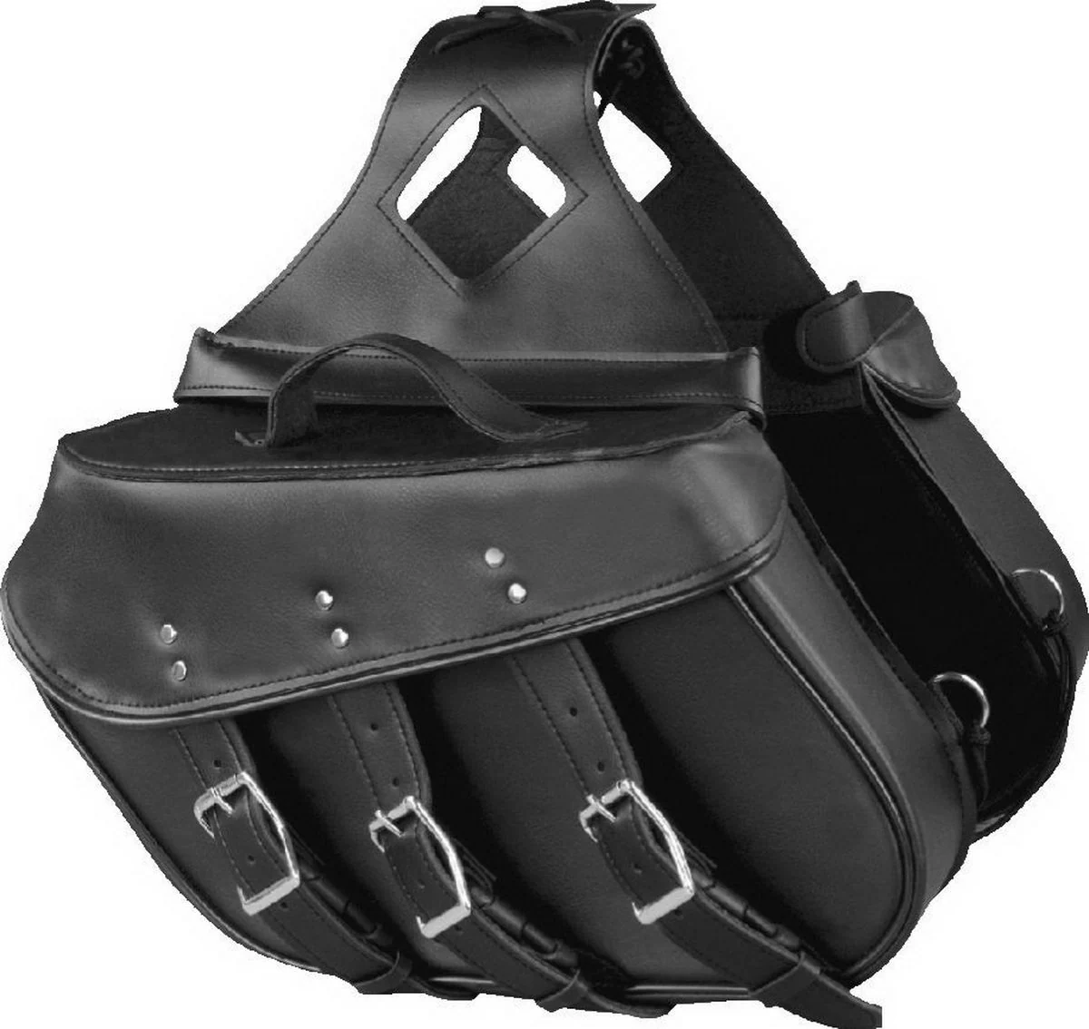 Elegant Milwaukee Leather SH55103ZB Zip Off Black Plain PVC Three Strap Motorcycle Saddlebags Contemporary