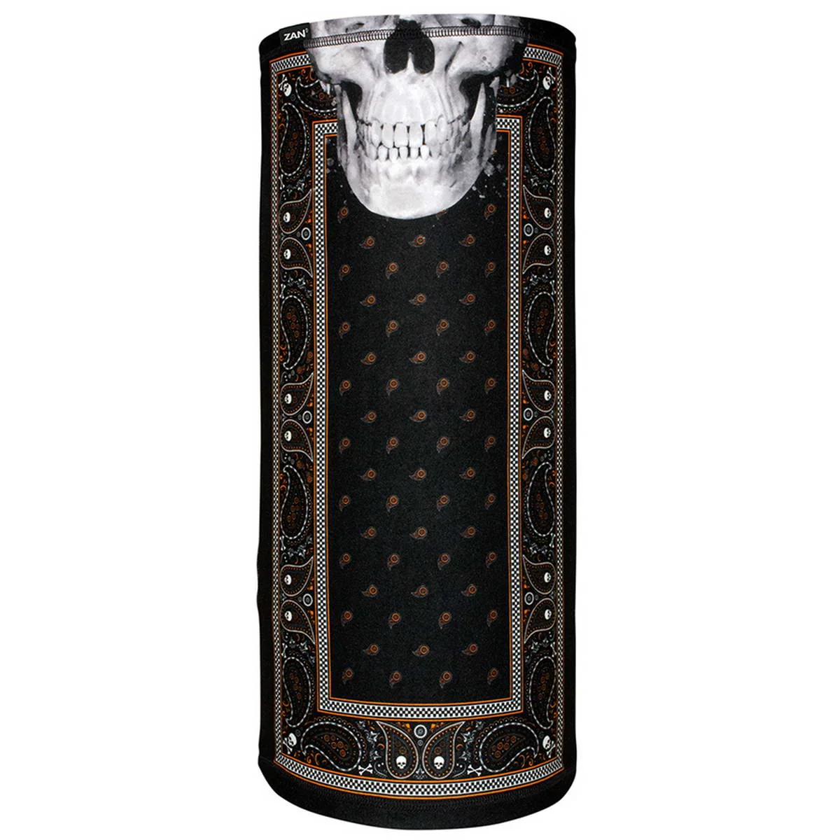 Detailed ZanHeadgear TL197 Motley Tube SportFlex Series Black Orange Classic Bandana Smart