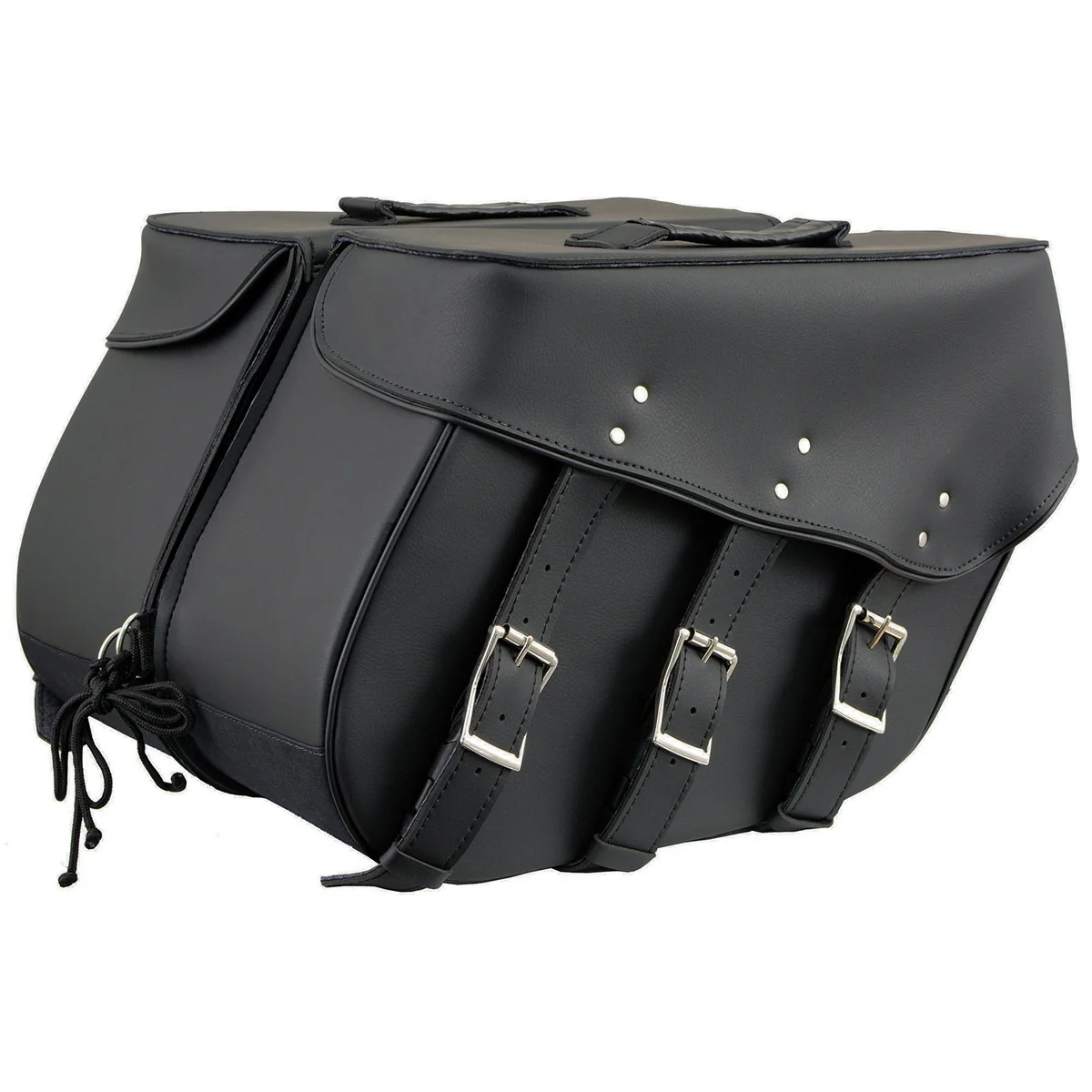 Top-Quality Milwaukee Leather SH55101ZB Black 3 Strap Zip-Off Motorcycle Saddlebags Artisan