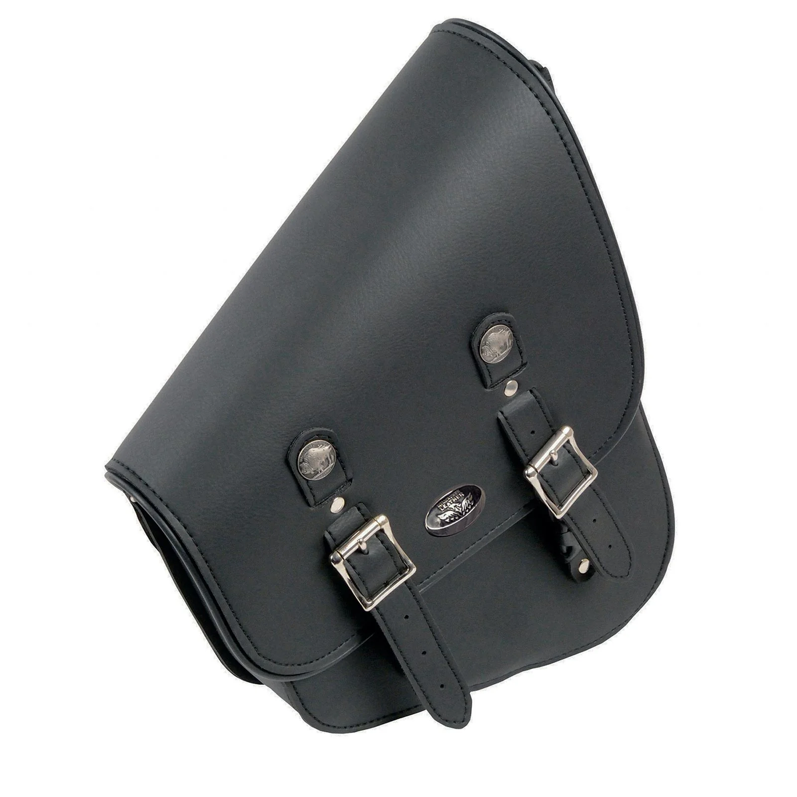Unique Milwaukee Leather SH640R Black Right Side Tall Slanted PVC Swing Arm Bag with Buffalo Snaps Effective