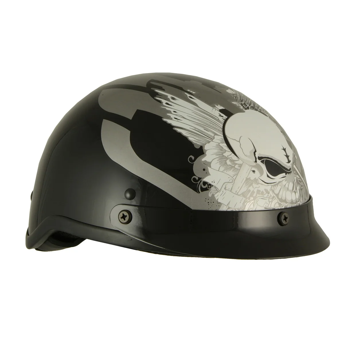 Environmentally Friendly Milwaukee Helmets MPH9779 Black ‘Silver Skull’ DOT Half Helmet Sustainable
