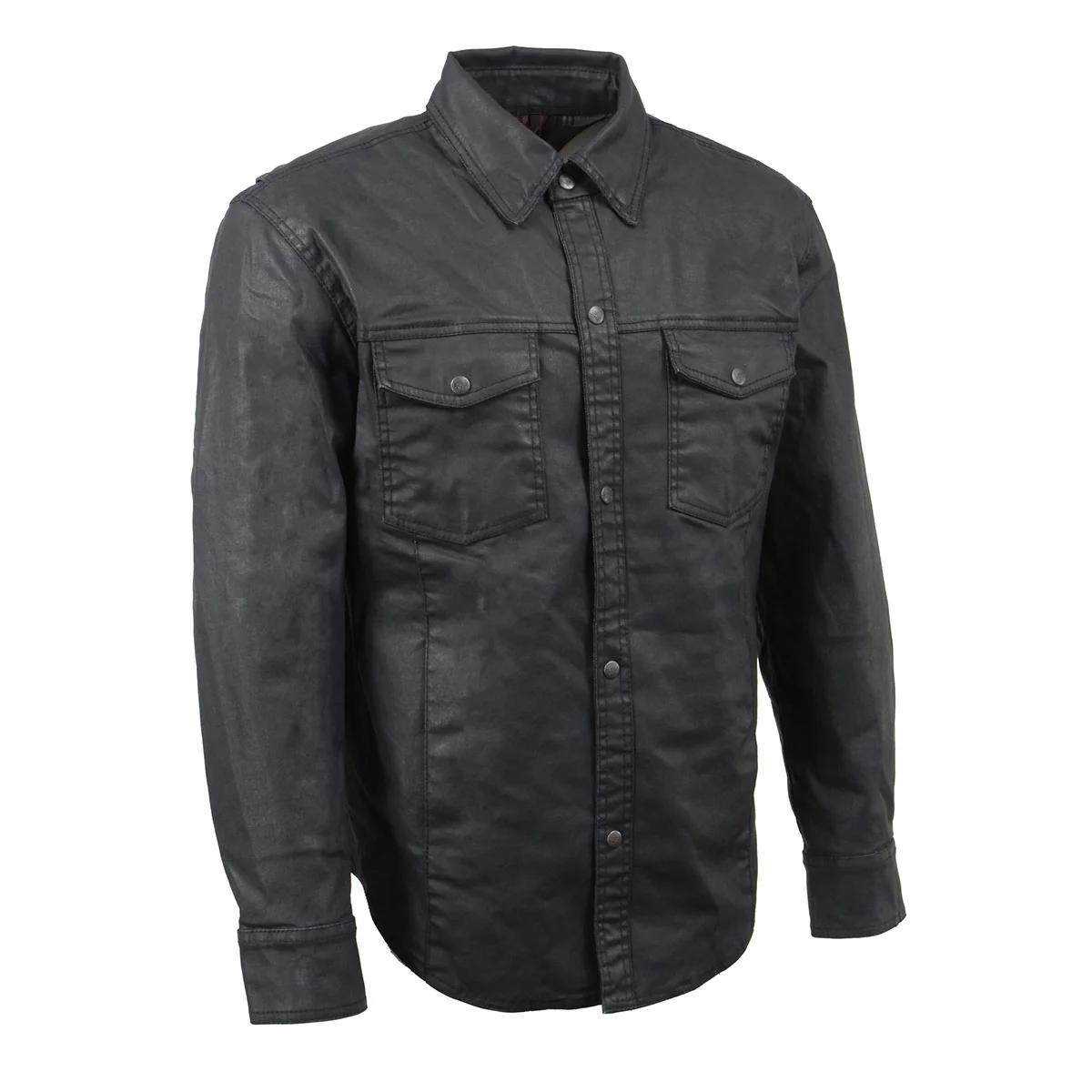Convenient Milwaukee Leather MDM1603 Men s Black Waxy Coated Snap Front Shirt Verified