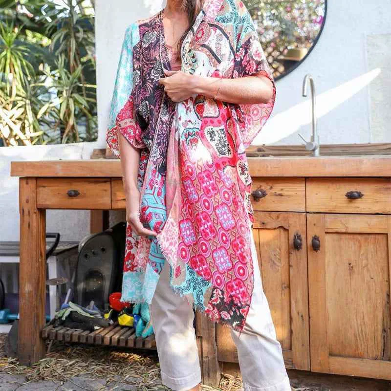Quality Boho Patchwork Kimono – Multicolor Bohemian Style Excellent