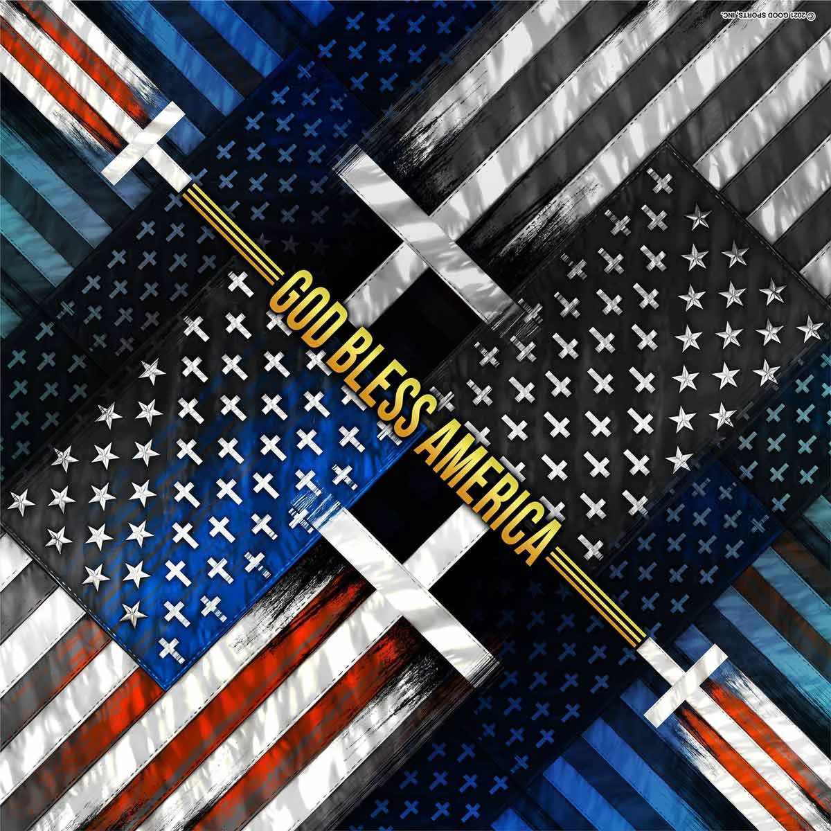 Trendy Hot Leathers BAB1096 Flag Cross Bandana Pure